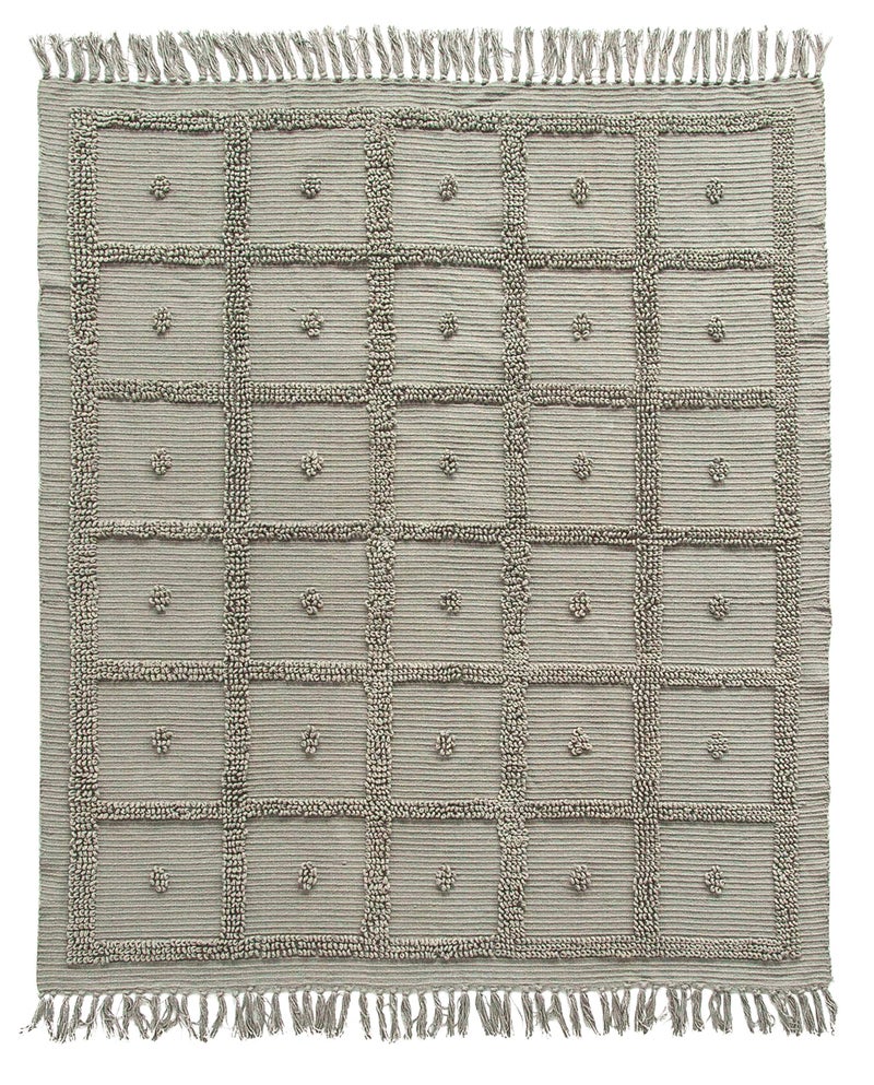 Creative Co-Op Grey Cotton Chenille Throw with Fringe - Image 1